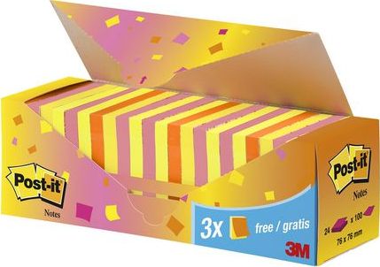 Sponky POST-IT Pad SUPER STICKY 654-SS-VP24COL 76x76mm, mix barev 24x90 listů