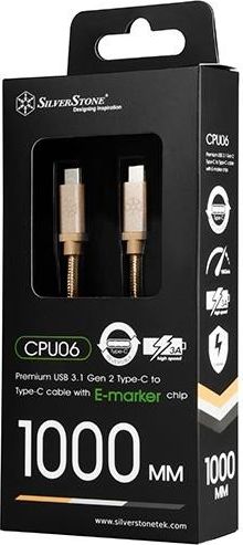 SilverStone USB-C - USB-C USB kabel 1 m zlatý (SST-CPU06G-1000)