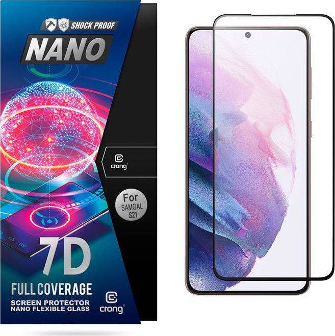 Hybridní sklo proti praskání Crong Crong 7D Nano Glass 9H pro celou obrazovku Samsung Galaxy S21