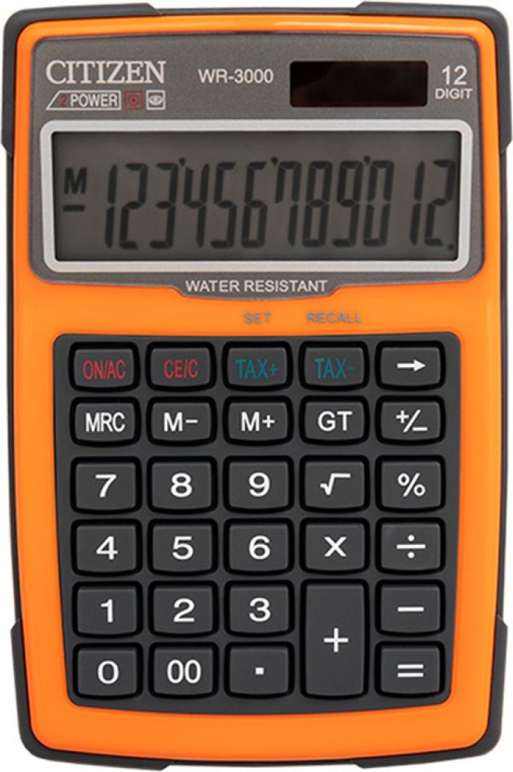 Citizen kalkulačka CITIZEN WR-3000 vodotěsná kalkulačka, 152x105mm, oranžová