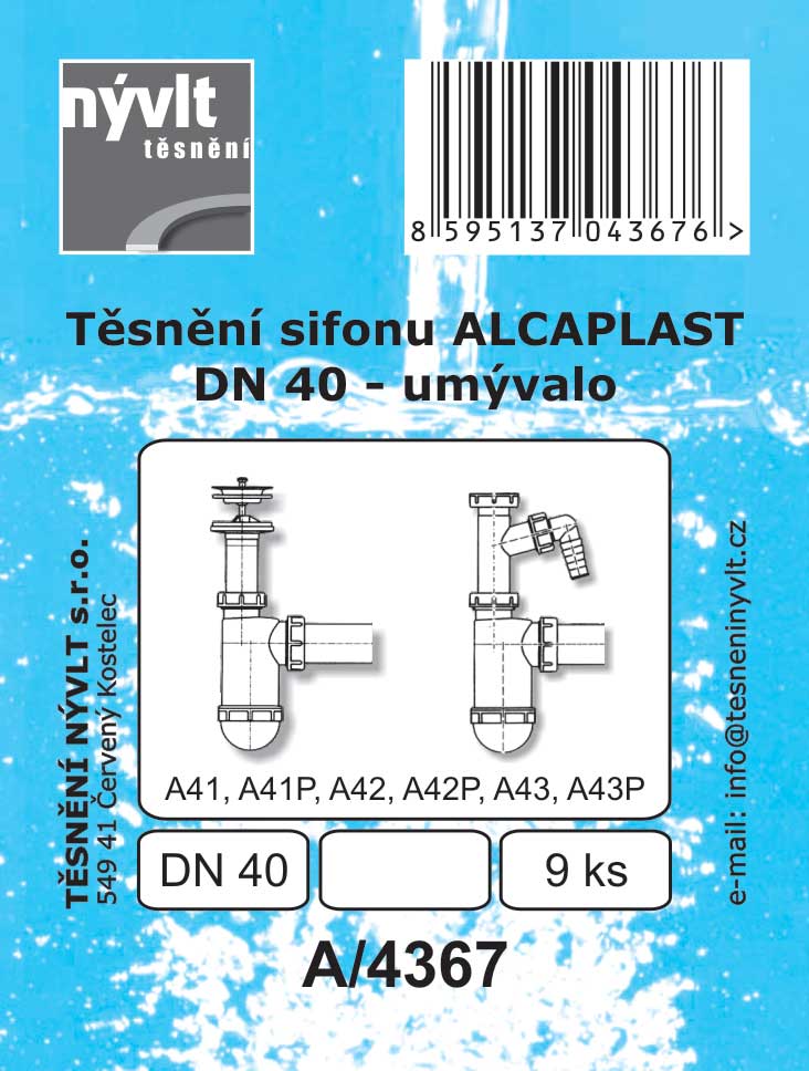 Tesnenie sifónu umývadla Alcaplast DN40-9 ks
