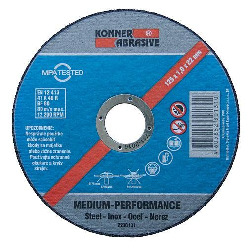Kotúč rezný 115x1x22 mm na kov KONIER D603