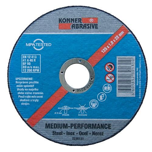 Kotúč rezný 125x1,6x22 mm na kov KONIER D603