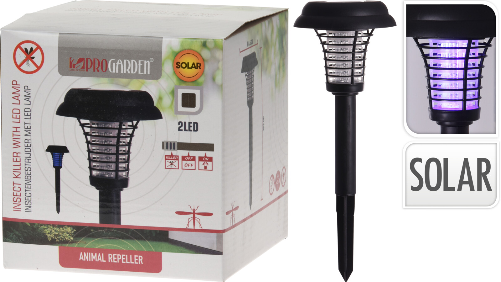 Lampa solárna na ničenie hmyzu UV 14,5x40 cm 2 LED 2v1