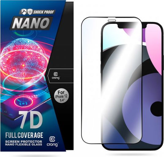 Crong Crong 7D Nano Flexible Glass - 9H hybridní sklo proti praskání pro celou obrazovku iPhone 12 Mini