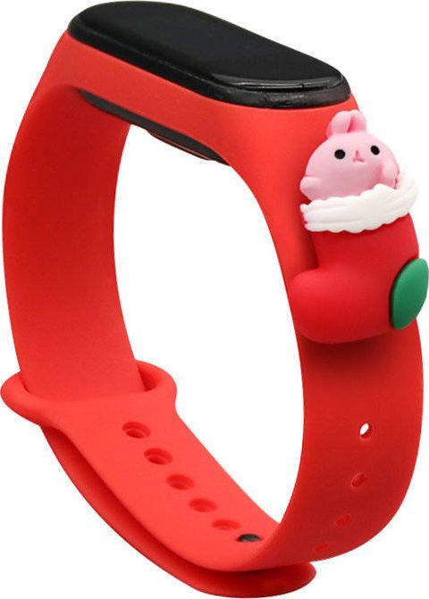 Vánoční silikonový náramek Hurtel Strap pro Xiaomi Mi Band 4 / Mi Band 3 Vánoční silikonový náramek červený (Santa Claus 1)