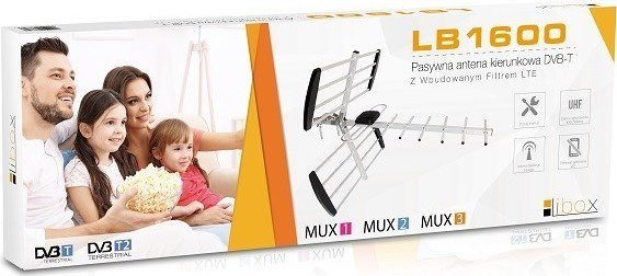 Libox Antena kierunkowa 16-el. pasywna DVB-T Z FILTROM LTE LB1600 televízia antenna Outdoor 18 dB