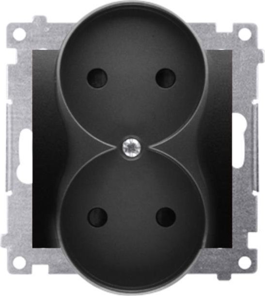 Kontaktovat-Simon Simon 54 B/U Plug Socket ze zprávy Dvojité (modul) 16a 250V šroubové svorky. Černá rohož pro S54 Premium DG2Mz.01/49 Snímky
