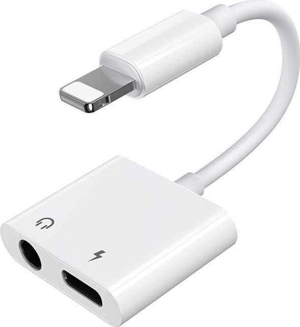 Adaptér USB Joyroom Lightning - Jack 3,5 mm + Lightning White (6956116718978)