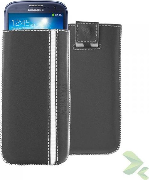 Valenta Valenta Pocket Stripe – kožené pouzdro s posuvníkem pro Samsung Galaxy S4/s Iii, Htc One a další (černé)