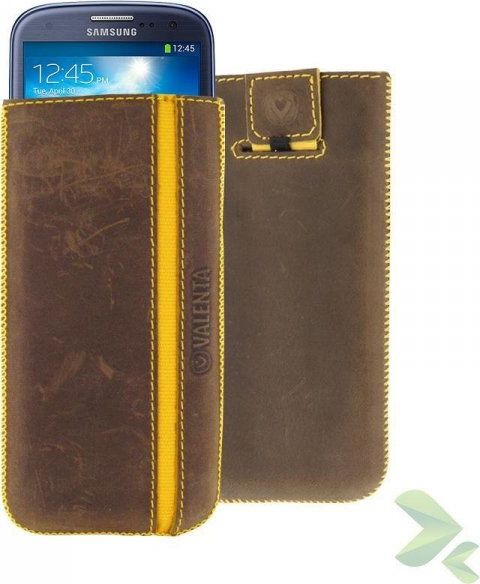 Valenta Valenta Pocket Stripe Vintage – kožené pouzdro s posuvníkem pro Samsung Galaxy S4/s Iii, Htc One I Other (hnědé)