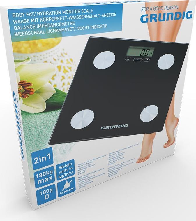 Hmotnost koupelny grundig grundig - elektronická měřítko koupelny, analýza tělesné hmotnosti, BMI, až 180 kg