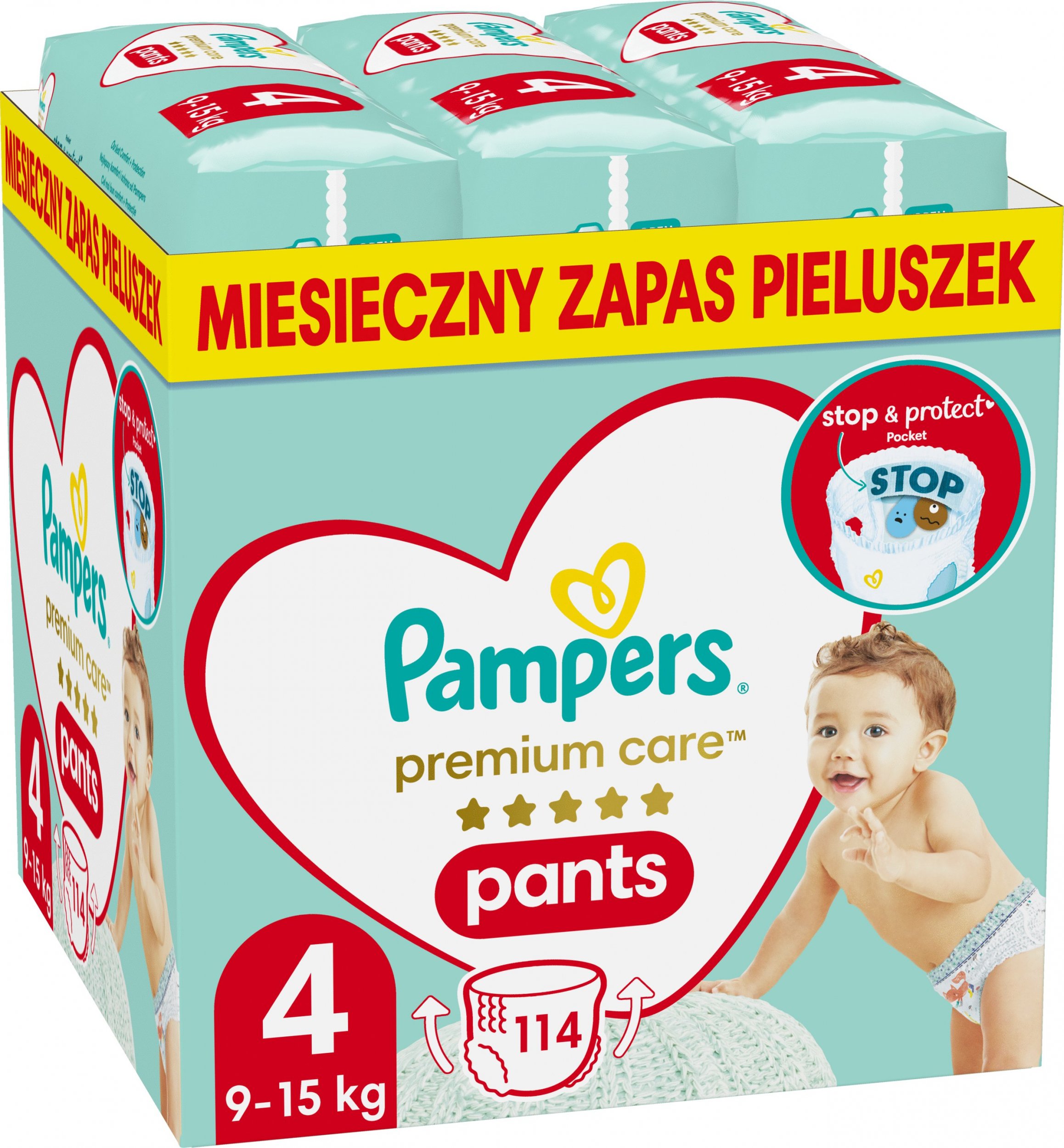 PAMPERS PANES PANS PREMIUM PARES 4, 9-15 KG, 114 PC.