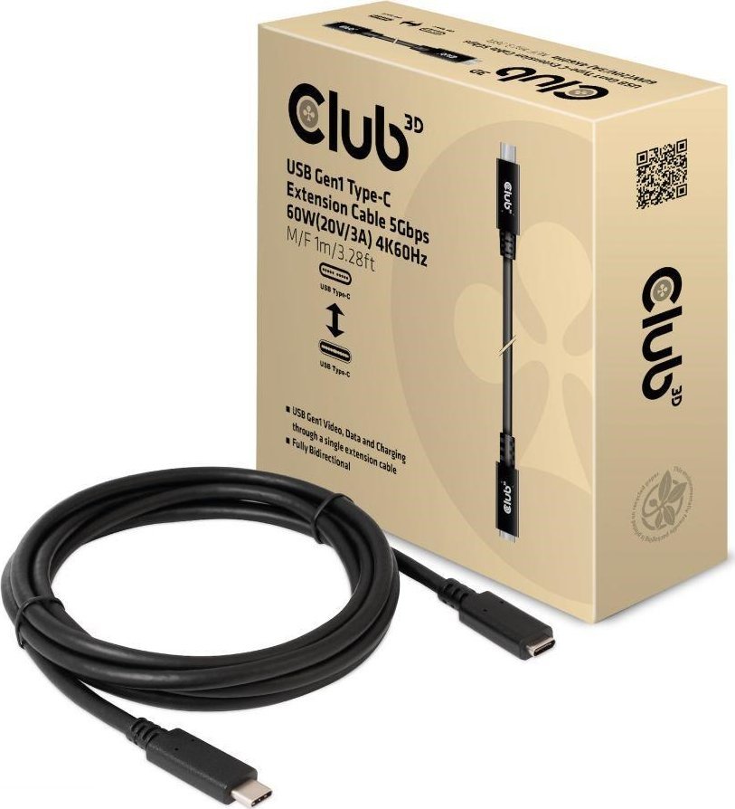 USB Club 3D USB-C – kabel USB-C 1 m černý (500711)