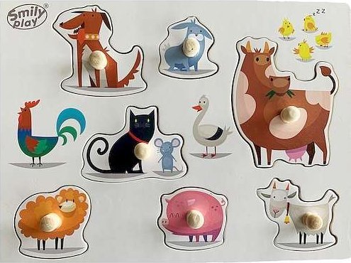 Dřevěná puzzle zvířata farma