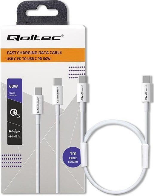 Qoltec USB-C - USB-C USB kabel 1 m Bílý (52359)