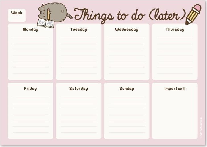 Pusheen Pusheen - Planner tygodniowy na biurko uniwersalny