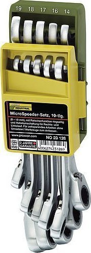 Proxxon Microspeeder Key Set in backující rukojeť 8-19 mm [10 dílů]