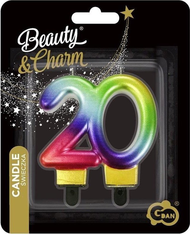 Svíčka číslo 20. narozeniny Beauty&Charm 7,5cm