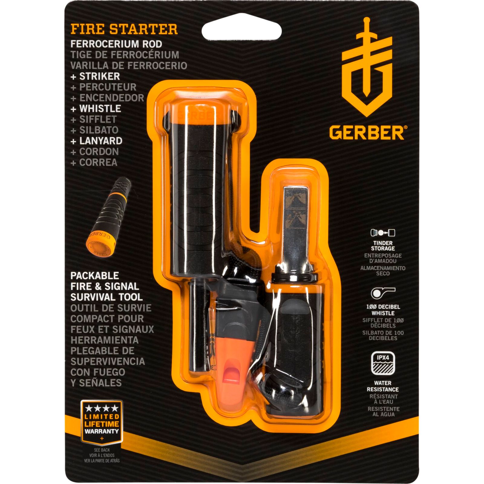 Gerber Feuerstarter Anzündhilfe mit wasserdichtem Zunderlager
