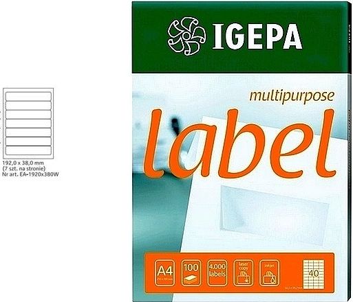 Mondi LABELS A4 IGEPA 192 X 38,0 MM BÍLÁ (100)