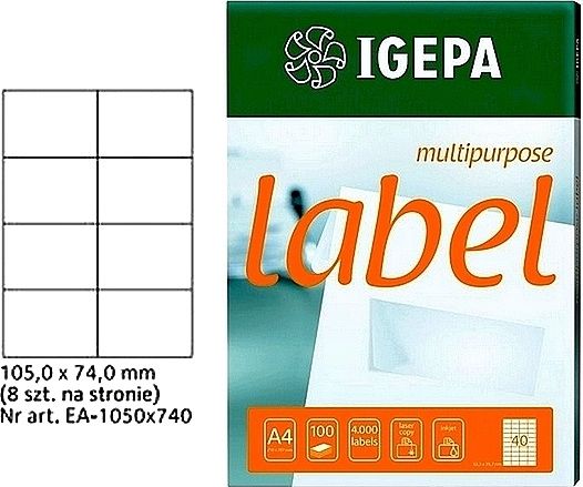 Mondi LABELS A4 IGEPA 105 X 74,0 MM BÍLÁ (100)