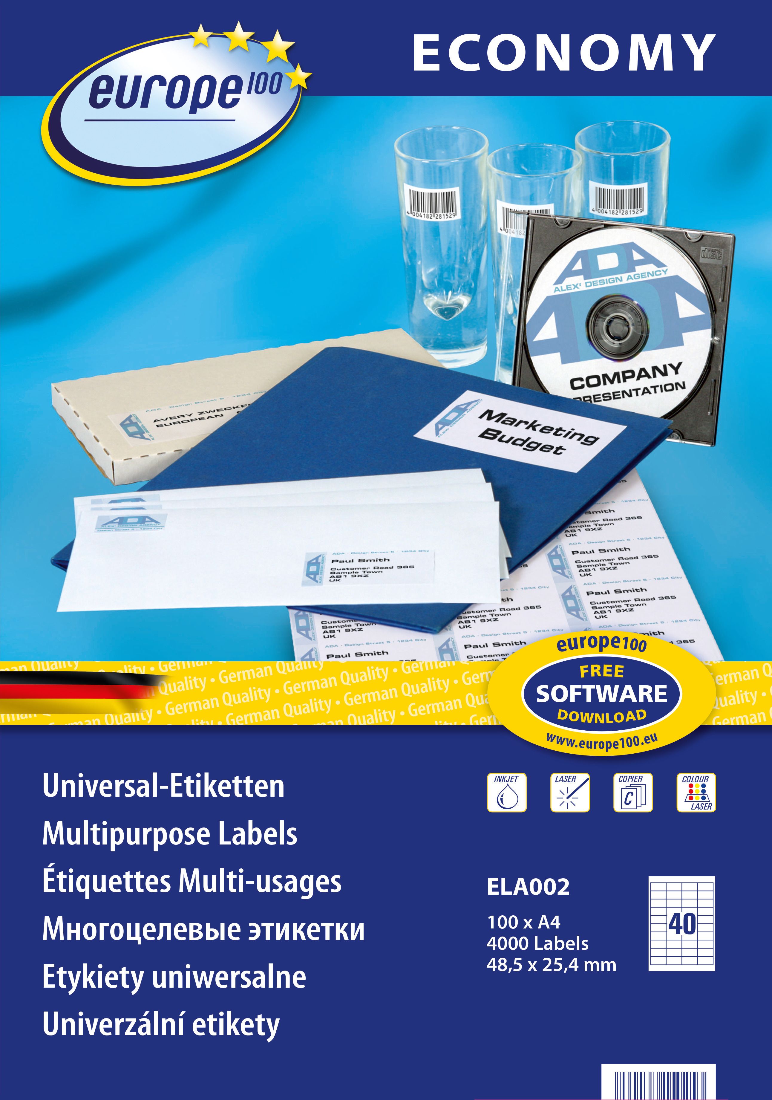 Biurfol LABELS A4 od AVERY ECONOMY 48,5 x 25,4 MM 4000 ŠTÍTKOV
