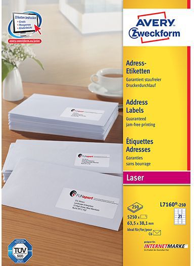 Avery Zweckform LABEL ZF 7160 63,5X38,1 100 LISTŮ/2100 LABEL - 7160-100