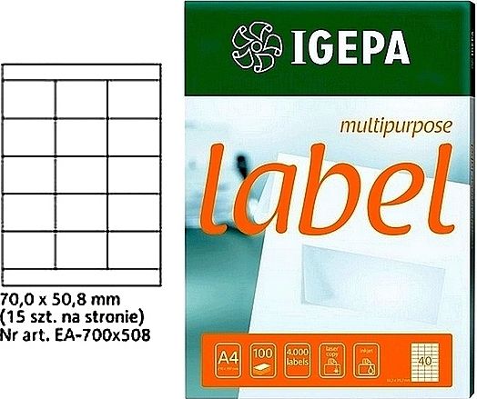 Mondi LABELS A4 IGEPA 70,0 X 50,8 MM BÍLÁ (100)