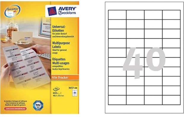 Avery Zweckform LABEL ZF 3657 48,5X25,4 MARGI./4000 LABEL - 3657