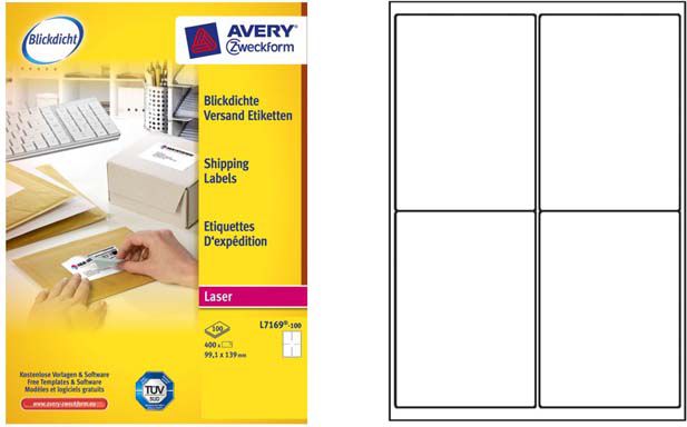 Avery Zweckform LABEL ZF 7169 99,1X139 100 LISTOV/400/ LABEL - L7169-100