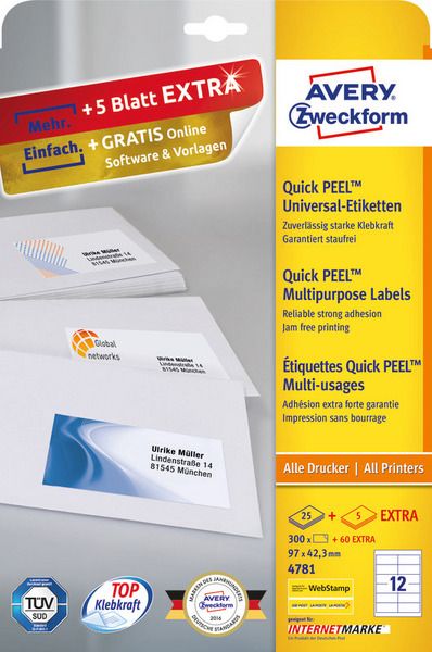 Avery Zweckform Quick Peel Labels 97x42,3 (4781)