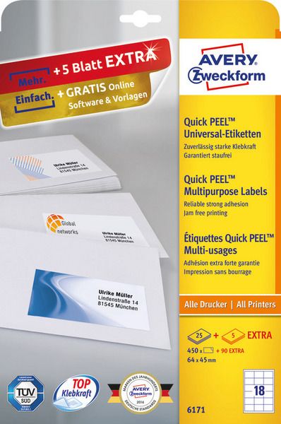 Avery Zweckform Quick Peel Labels 64x45 (6171)