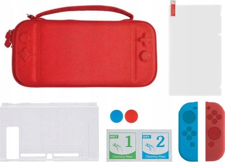 Marigames Set 6in1 pouzdro na pouzdro pro Nintendo Switch / DSS-106 Červený pouzdro