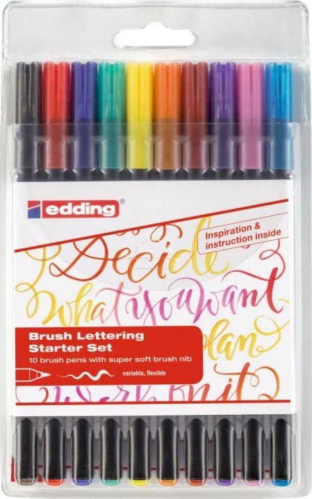 Pero se štětcem e-1340 EDDING, 1-3 mm, 10 ks, mix barev