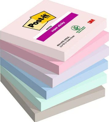 Post-It 3M Post-it® Super Sticky Notes, SOULFUL, 76x76mm, 6x90 karet.