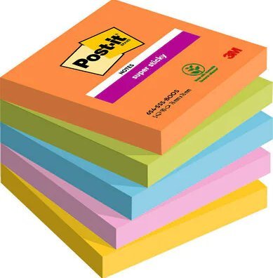 Post-It 3M Post-it® Super Sticky Notes, BOOST, 76x76mm, 5x90 karet.