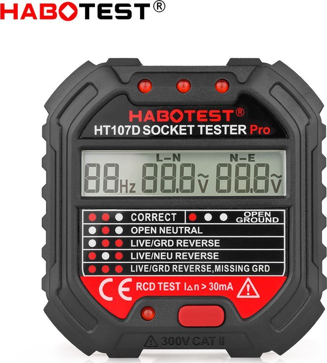 Univerzálny tester zásuviek Habotest HT107D s digitálnym displejom