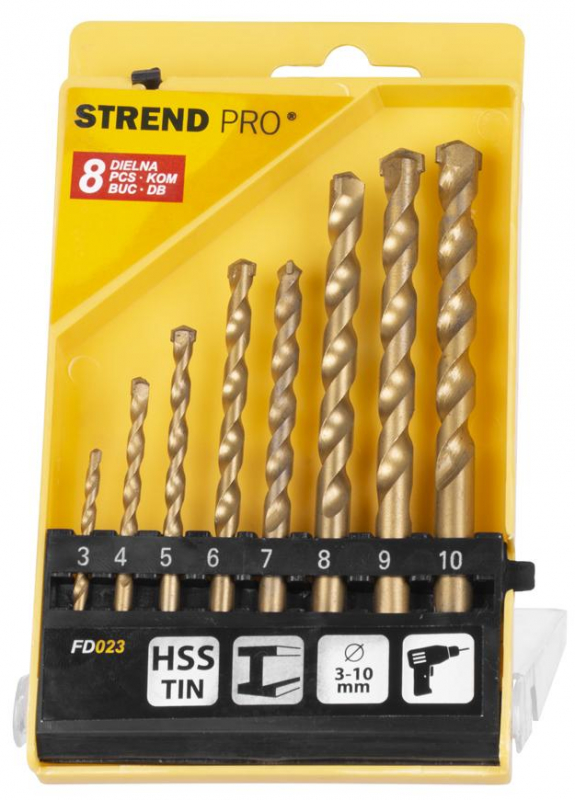 Vrtáky do zdiva sada 8 ks (3 - 10 mm TiN) Strend Pro