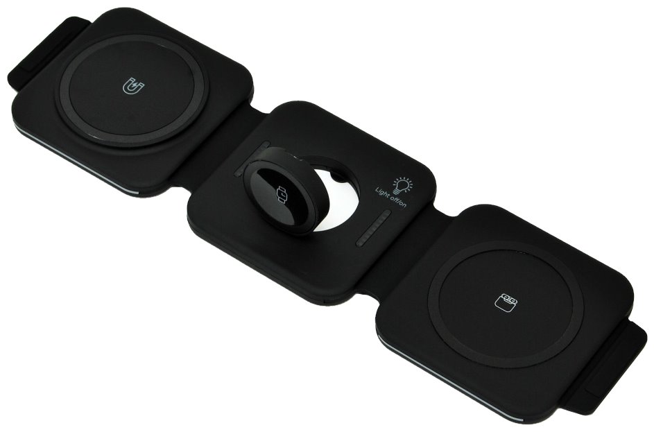 CEL-TEC W1 Skládací bezdrátová nabíječka 3 in1 LED černá