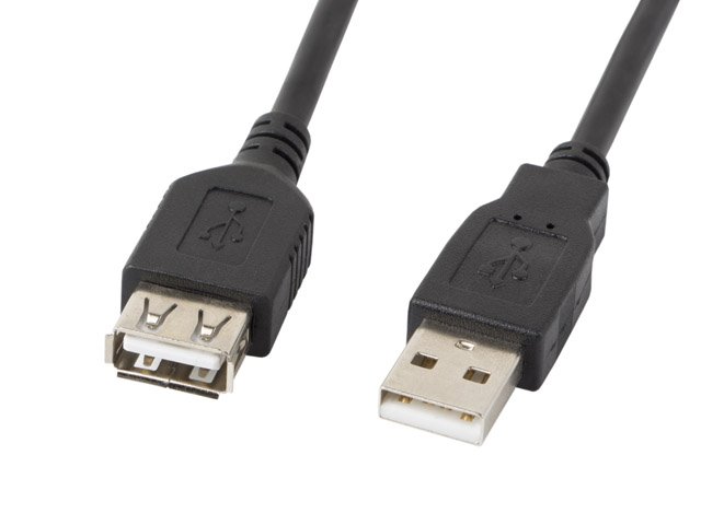 LANBERG USB-A M/F 2.0 kábel 3m, čierny