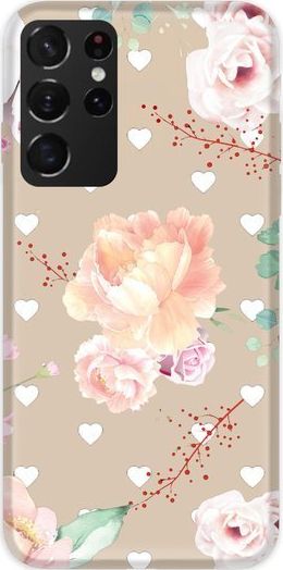 Casegadget Casegadget Print White Hearts and Roses Samsung Galaxy S21 Ultra Standard