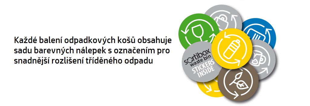 Sada 4 odpadkových košů na tříděný odpad SORTIBOX bílá