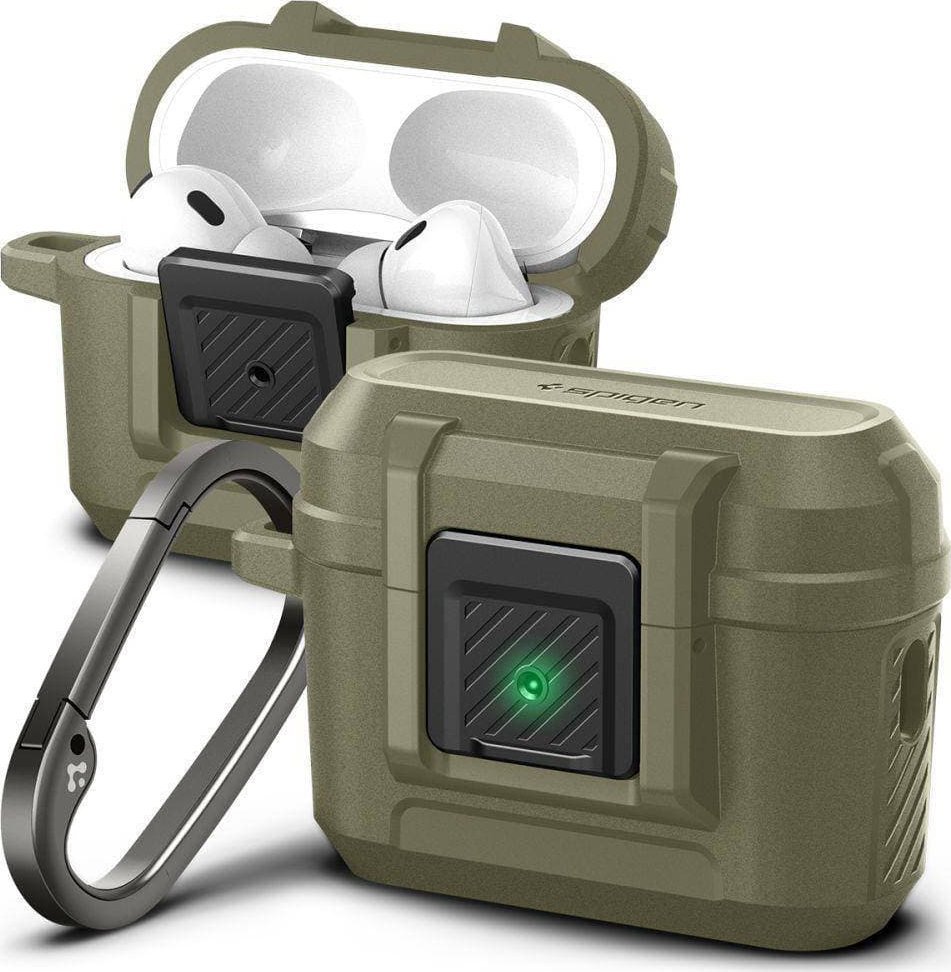 Pouzdro Spigen pro APPLE AIRPODS PRO 1 / 2 Spigen Lock Fit matné khaki