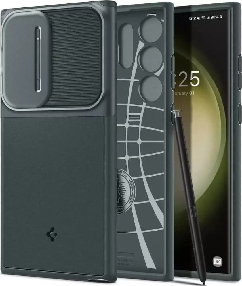 Pouzdro Spigen Spigen Optik Armor pro Samsung Galaxy S23 Ultra Abyss Green