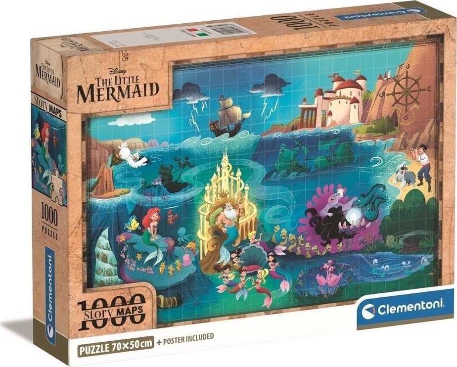 Clementoni Puzzle 1000 dílků Kompaktní mapy Disney Malá mořská víla