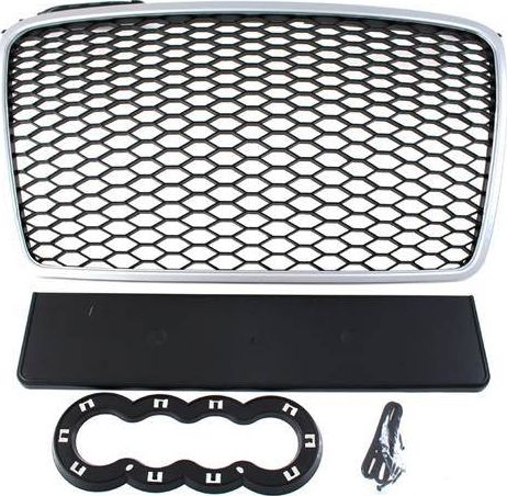 Mtuning_f grill audi A4 B7 RS-styl stříbrná černá (04-08)