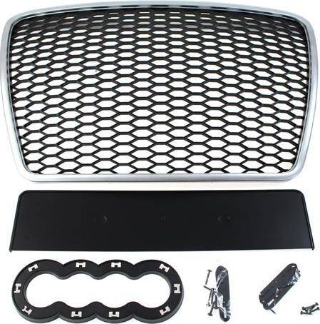 MTUNING_F GRILL AUDI A6 C6 RS Style Matt Silver-Black (09-11)