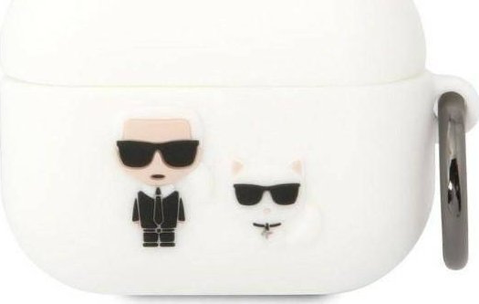 Karl Lagerfeld pouzdro Karl Lagerfeld KLACAPSILKCW kryt Apple AirPods Pro bílý/bílý Silikon Karl & Choupette