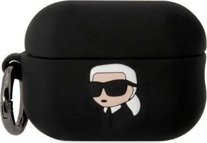 Karl Lagerfeld Case Karl Lagerfeld KLAP2RUNIKK kryt Apple AirPods Pre 2 čierno / čierny Silikónový Karl Head 3D